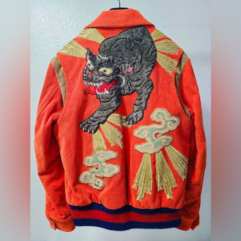 SOLD-NWOT GUCCI Scarabaeidae Embroidered Corduroy Bomber Jacket - Size 48